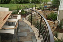 Patio/Wall Transition – One of the greatest challenges was creating a flush transition from the Bluestone patio to the Chilton wall top while providing positive pitch away from the home.